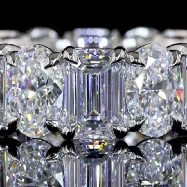 7 Carat Emerald & Oval Cut Eternity Band | The Art of Eternal Brilliance