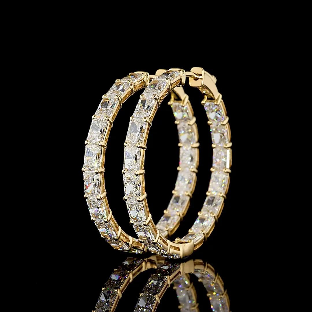 8 Carat Radiant Cut Diamond Hoops | Éclat Hoop Collection Lifestyle
